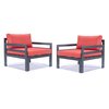 Leisuremod Chelsea Outdoor Patio Black Aluminum Armchairs With Red Cushions CSAR30R2